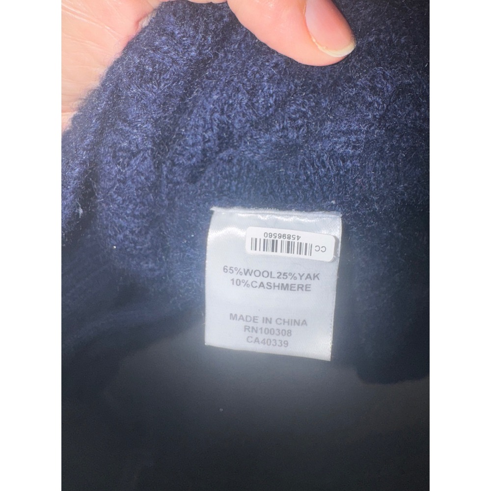 Peter Millar XL Navy Blue Wool Yak Cashmere Cable Knit Shawl Cardigan Sweater - Picture 8 of 11